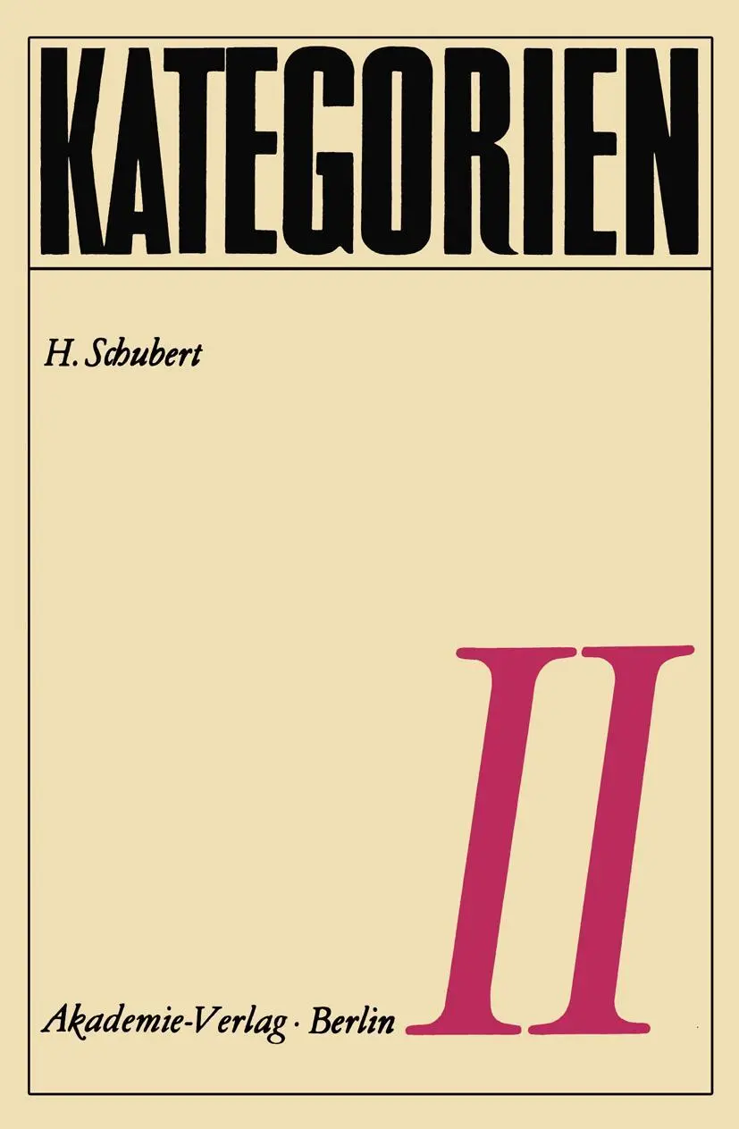 Cover: 9783540048664 | Kategorien II | H. Schubert | Taschenbuch | viii | Deutsch