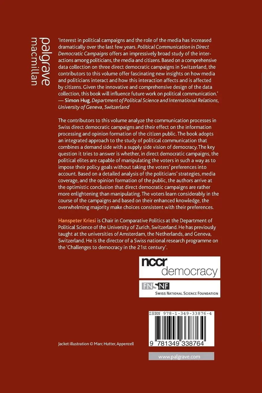 Rückseite: 9781349338764 | Political Communication in Direct Democratic Campaigns | H. Kriesi