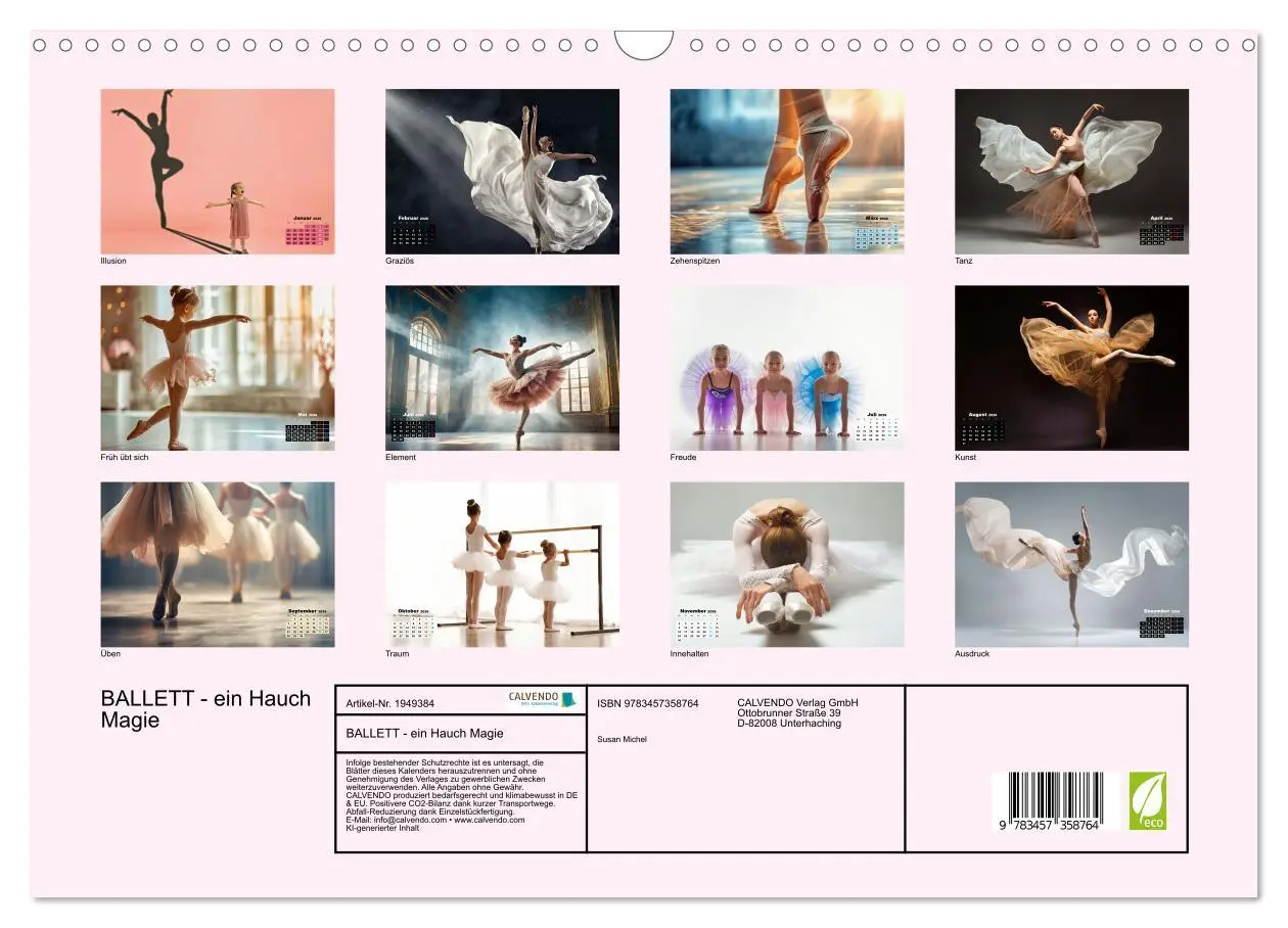Bild: 9783457358764 | BALLETT - ein Hauch Magie (Wandkalender 2026 DIN A3 quer), CALVENDO...