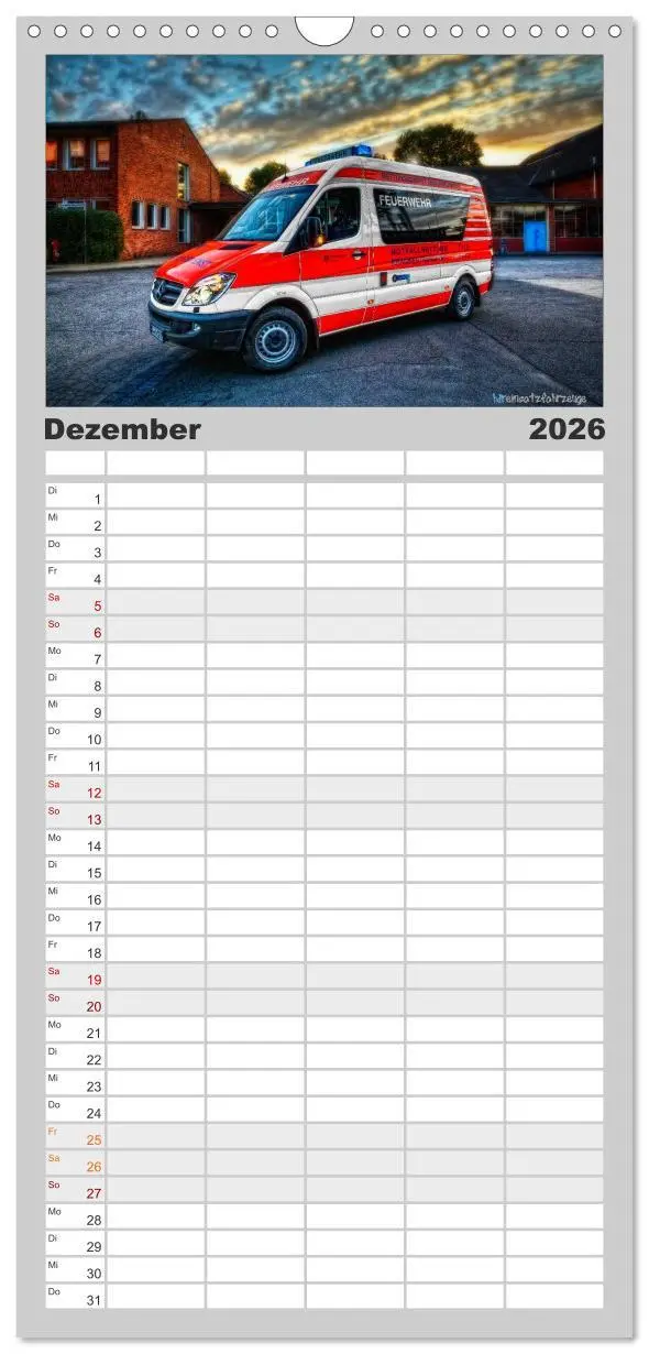 Bild: 9783516518764 | Familienplaner 2026 - HDR Einsatzfahrzeuge mit 5 Spalten...