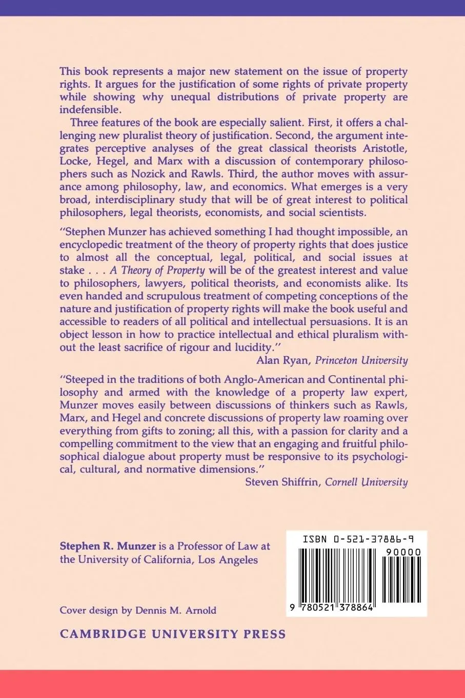 Rückseite: 9780521378864 | A Theory of Property | Stephen R. Munzer | Taschenbuch | Englisch