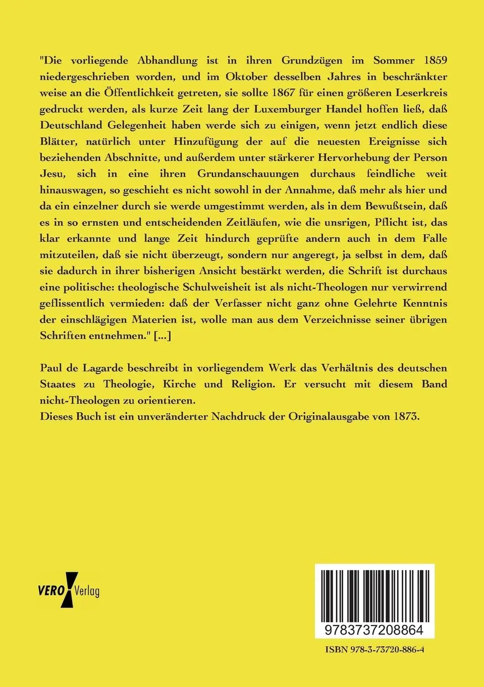 Rückseite: 9783737208864 | Über das Verhältnis des deutschen Staates zu Theologie, Kirche und...