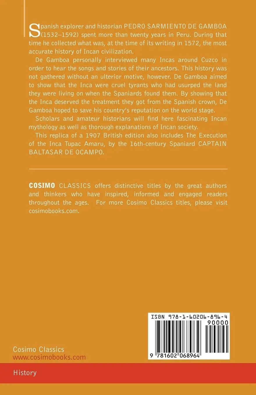 Rückseite: 9781602068964 | History of the Incas and the Execution of the Inca Tupac Amaru | Buch