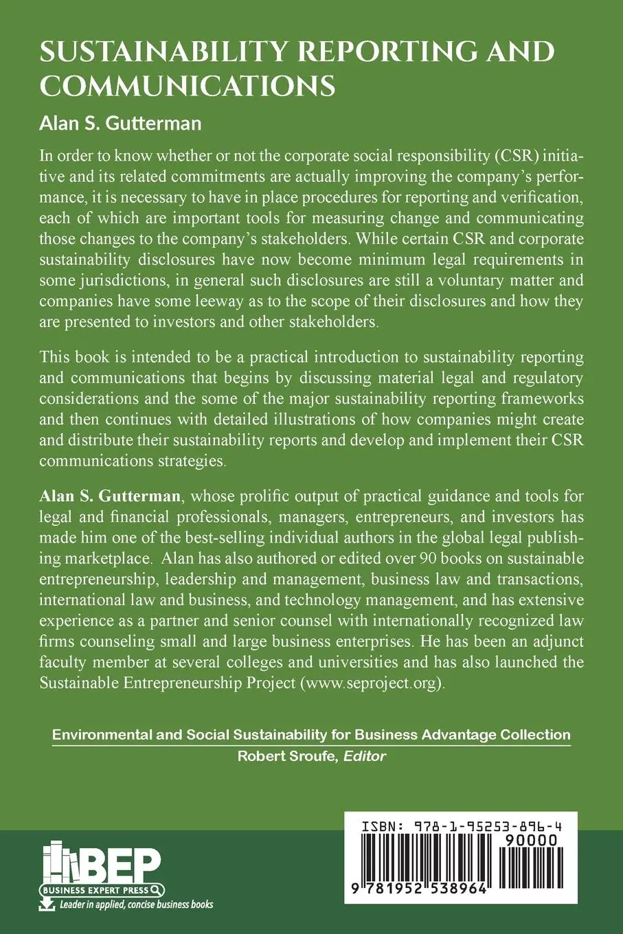 Rückseite: 9781952538964 | Sustainability Reporting and Communications | Alan S. Gutterman | Buch