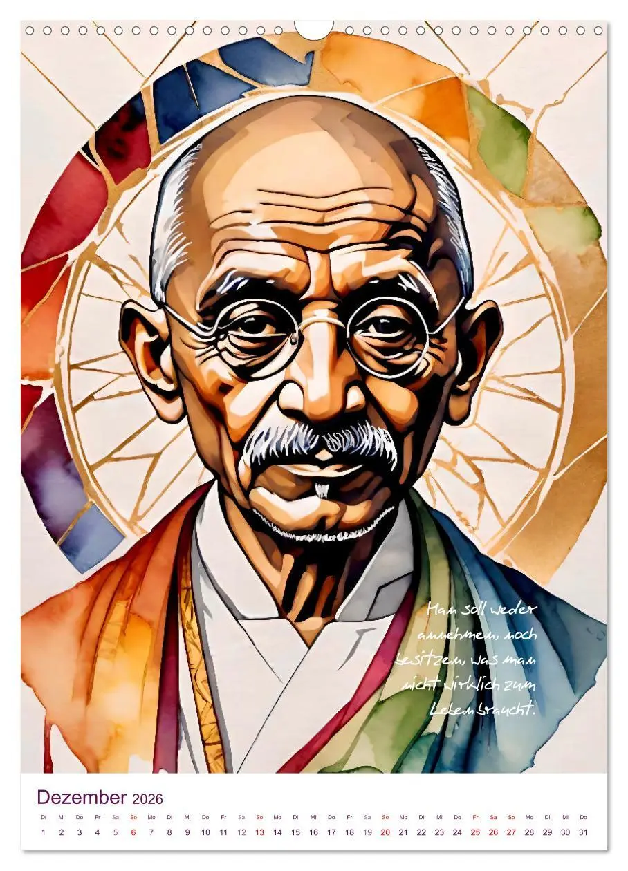 Bild: 9783457268964 | Mahatma Gandhi (Wandkalender 2026 DIN A3 hoch), CALVENDO...