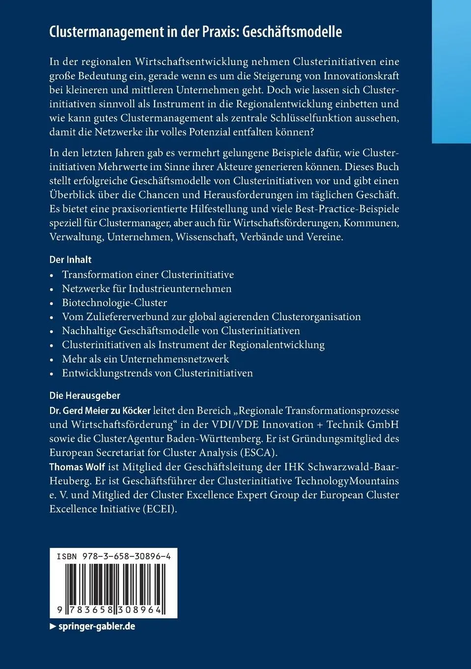 Rückseite: 9783658308964 | Clustermanagement in der Praxis: Geschäftsmodelle | Köcker (u. a.)