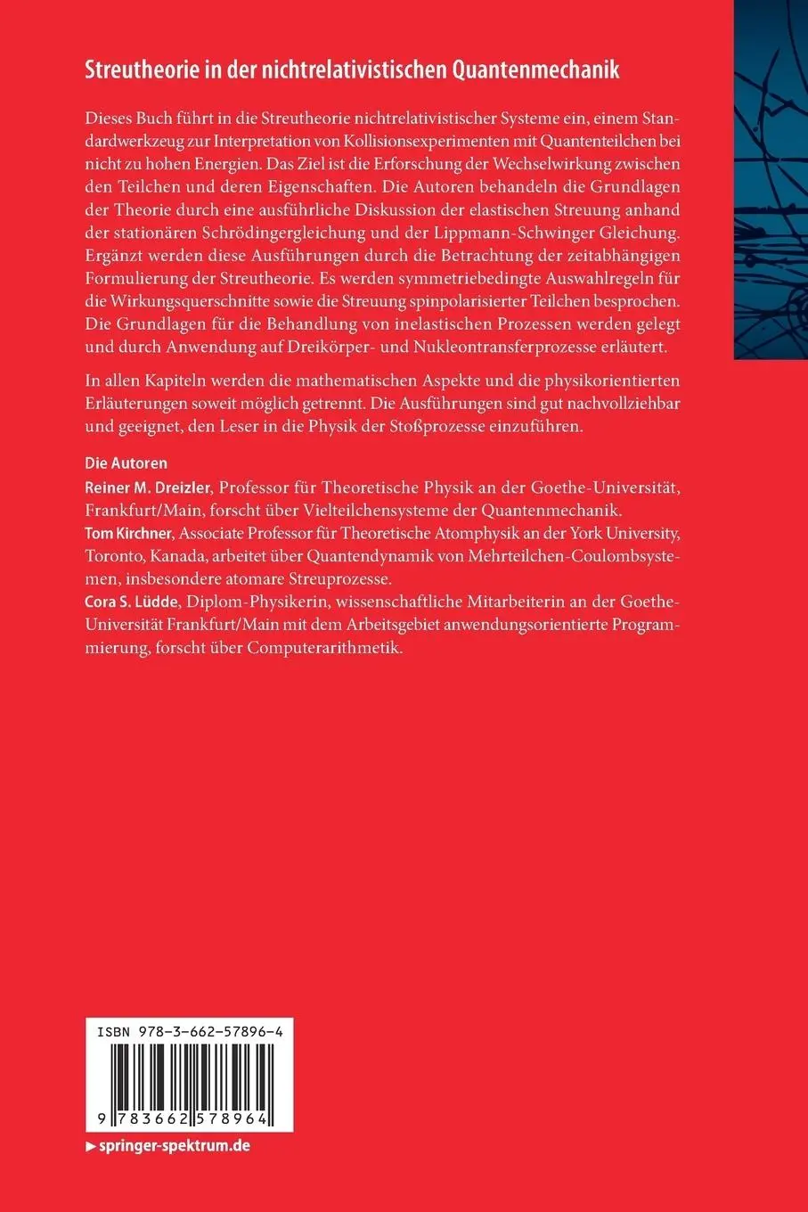 Rückseite: 9783662578964 | Streutheorie in der nichtrelativistischen Quantenmechanik | Buch | xv