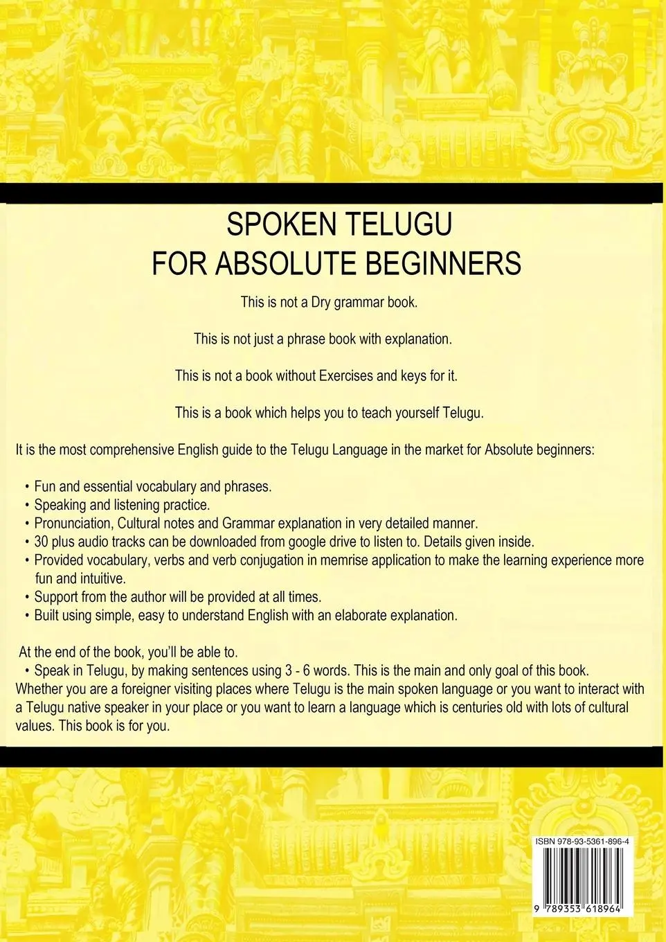 Rückseite: 9789353618964 | Spoken Telugu for Absolute Beginners | Sanjay D | Taschenbuch | 2019