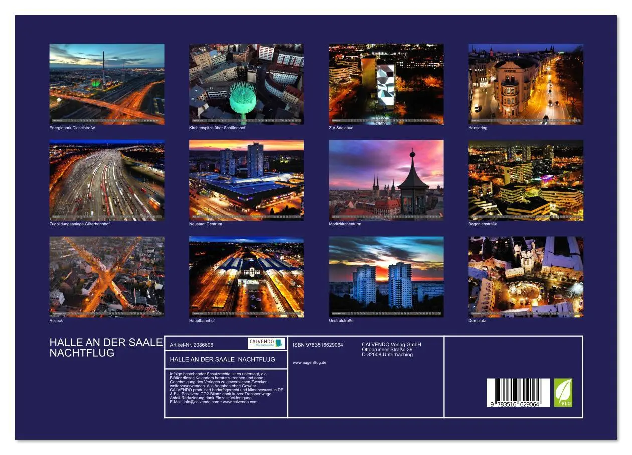 Bild: 9783516629064 | HALLE AN DER SAALE NACHTFLUG (Wandkalender 2026 DIN A3 quer),...