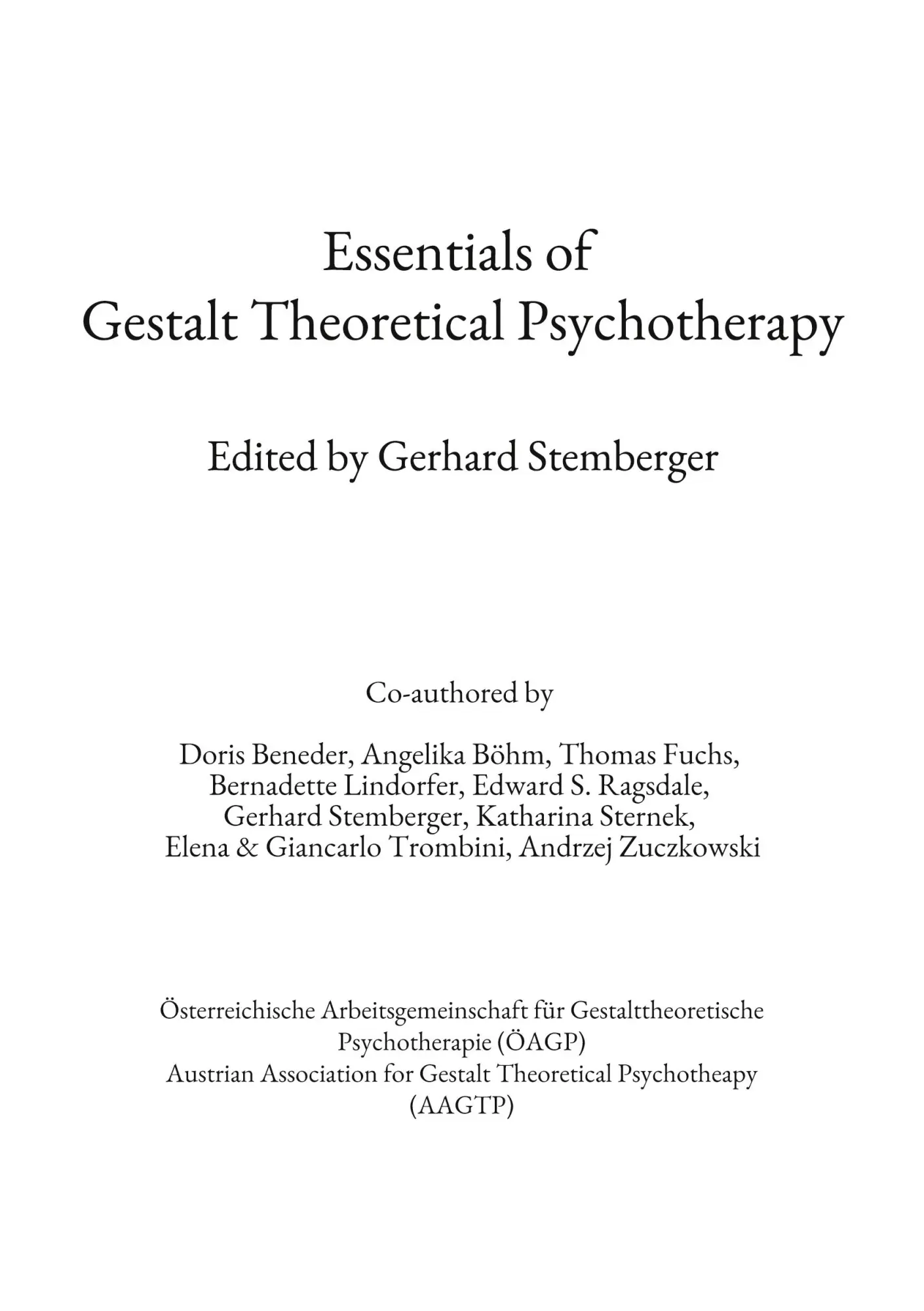 Cover: 9783756209064 | Essentials of Gestalt Theoretical Psychotherapy | Beneder (u. a.)