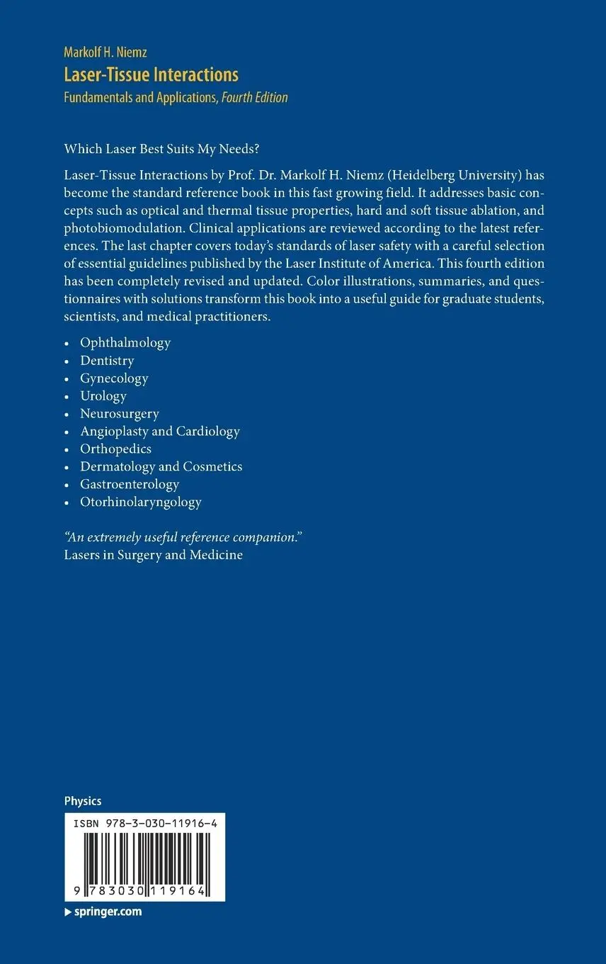Rückseite: 9783030119164 | Laser-Tissue Interactions | Fundamentals and Applications | Niemz