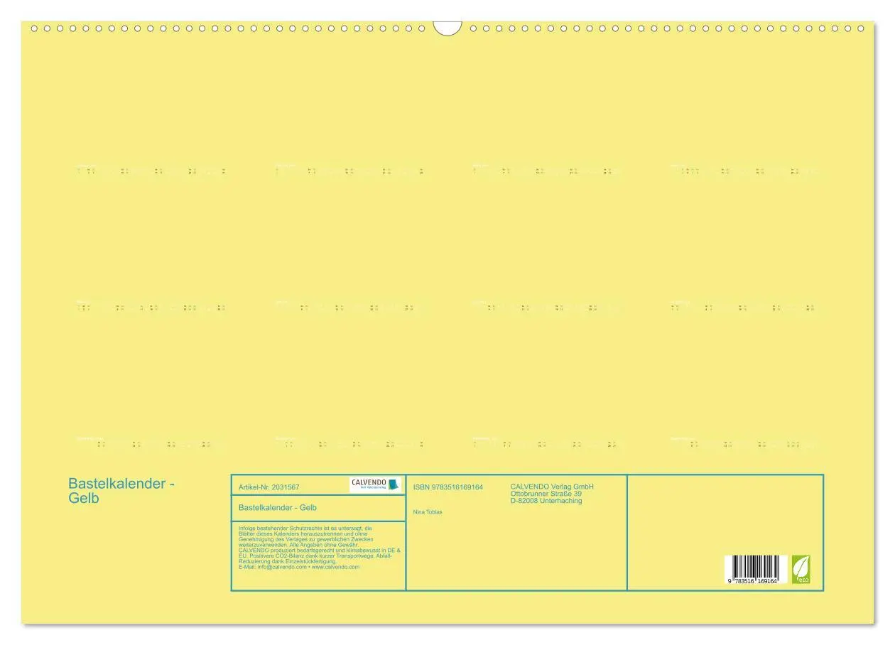 Bild: 9783516169164 | Bastelkalender - Gelb (Wandkalender 2026 DIN A2 quer), CALVENDO...
