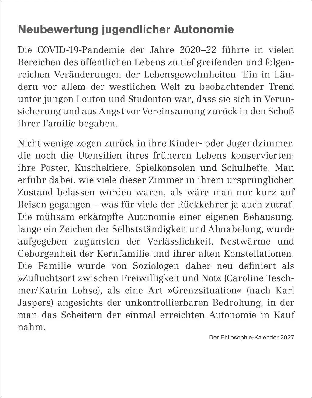 Bild: 9783840039164 | Der Philosophie-Kalender Tagesabreißkalender 2027 | Brüning (u. a.)