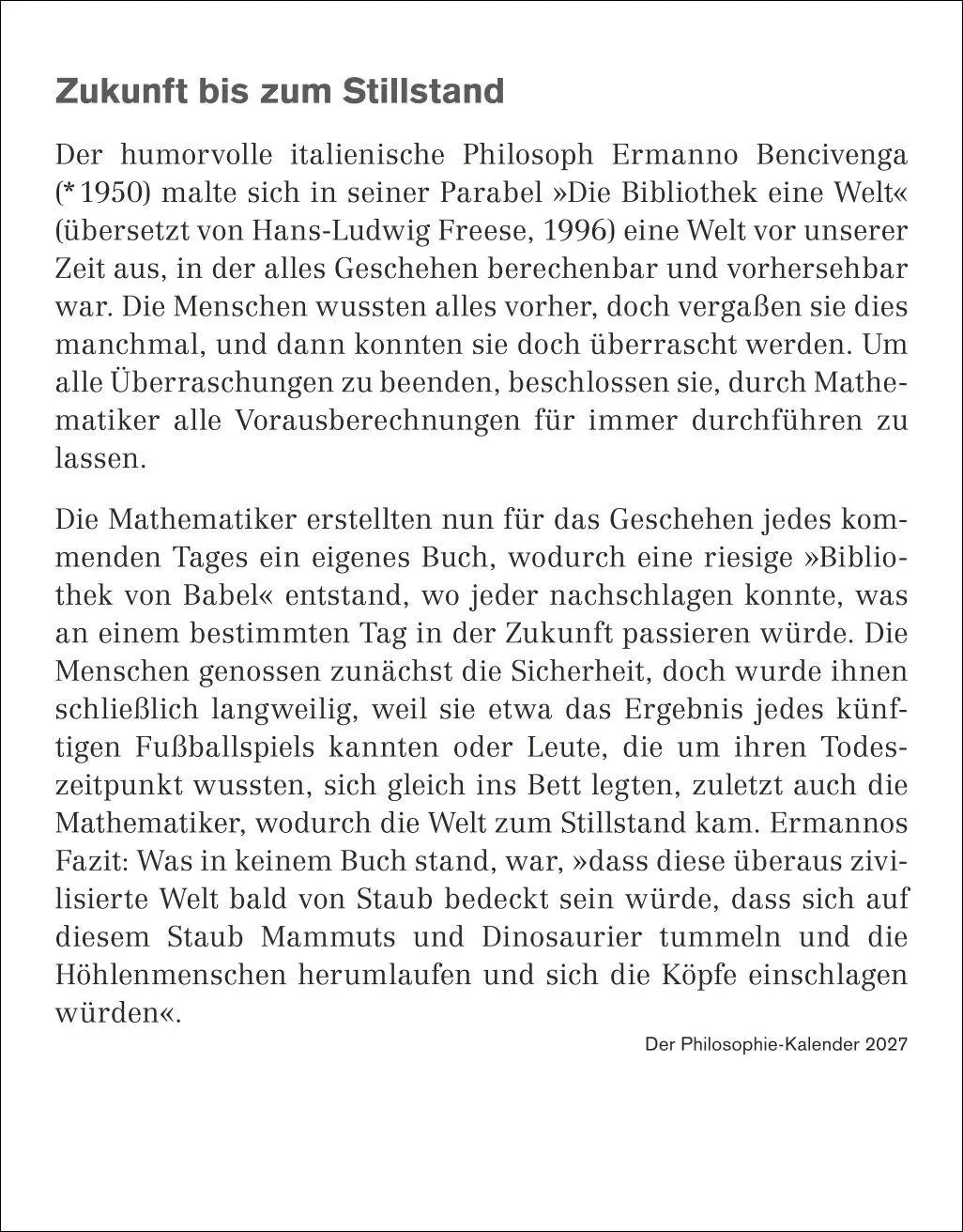 Bild: 9783840039164 | Der Philosophie-Kalender Tagesabreißkalender 2027 | Brüning (u. a.)