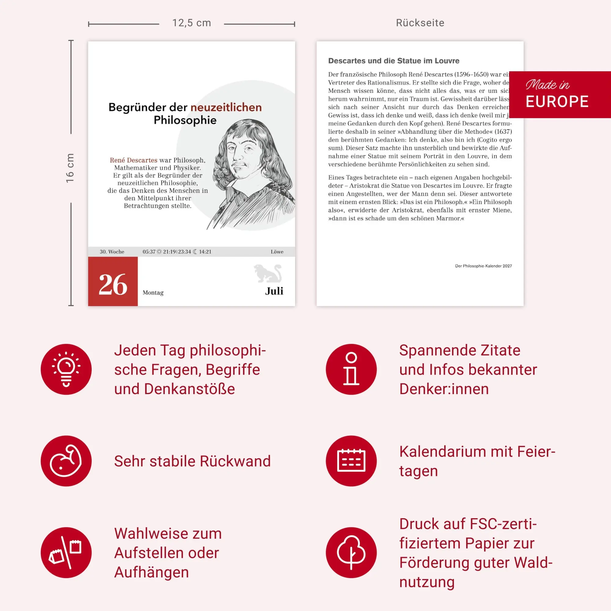 Bild: 9783840039164 | Der Philosophie-Kalender Tagesabreißkalender 2027 | Brüning (u. a.)