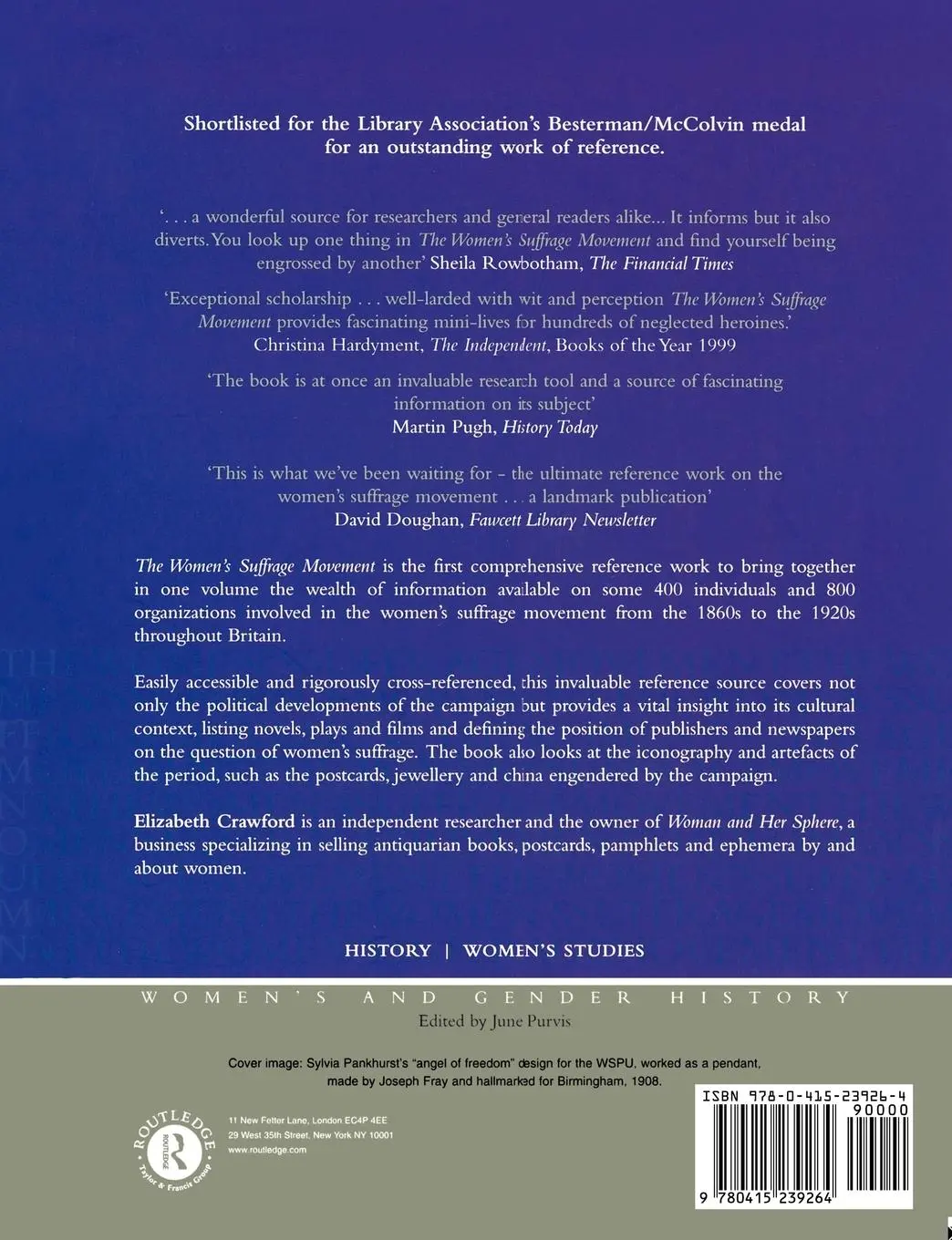 Rückseite: 9780415239264 | The Women's Suffrage Movement | A Reference Guide 1866-1928 | Crawford