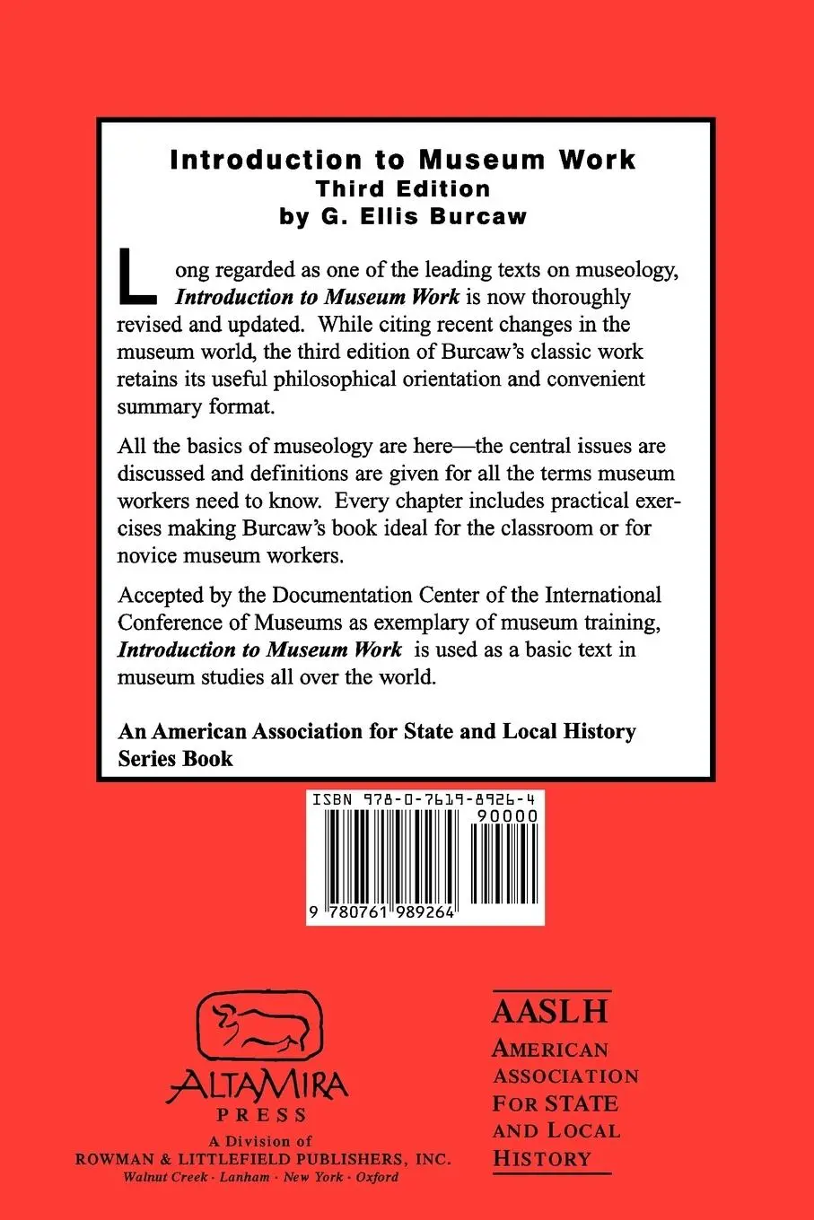 Rückseite: 9780761989264 | Introduction to Museum Work | G. Ellis Burcaw | Taschenbuch | Englisch
