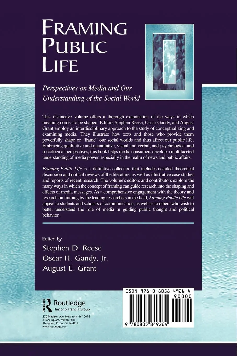 Rückseite: 9780805849264 | Framing Public Life | Stephen D. Reese (u. a.) | Taschenbuch | 2003