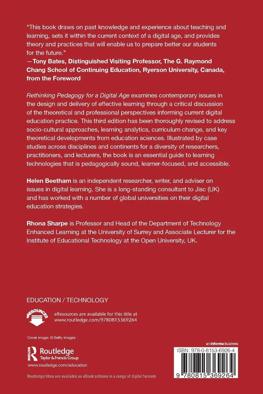 Rückseite: 9780815369264 | Rethinking Pedagogy for a Digital Age | Helen Beetham (u. a.) | Buch