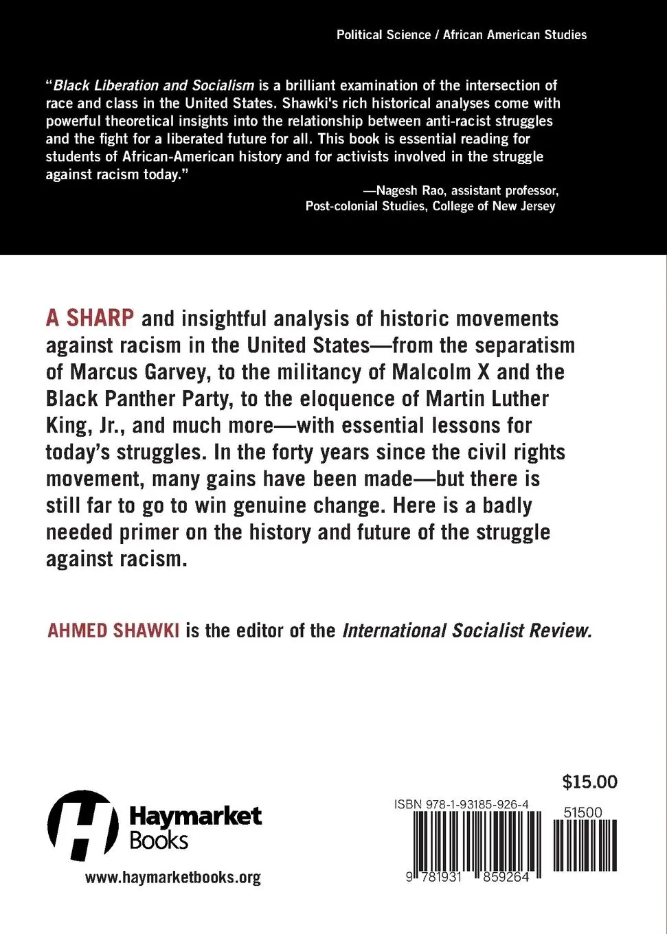 Rückseite: 9781931859264 | Black Liberation and Socialism | Ahmed Shawki | Taschenbuch | Englisch