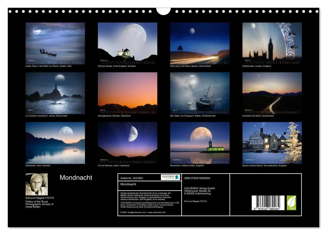 Bild: 9783516089264 | Mondnacht (Wandkalender 2026 DIN A3 quer), CALVENDO Monatskalender