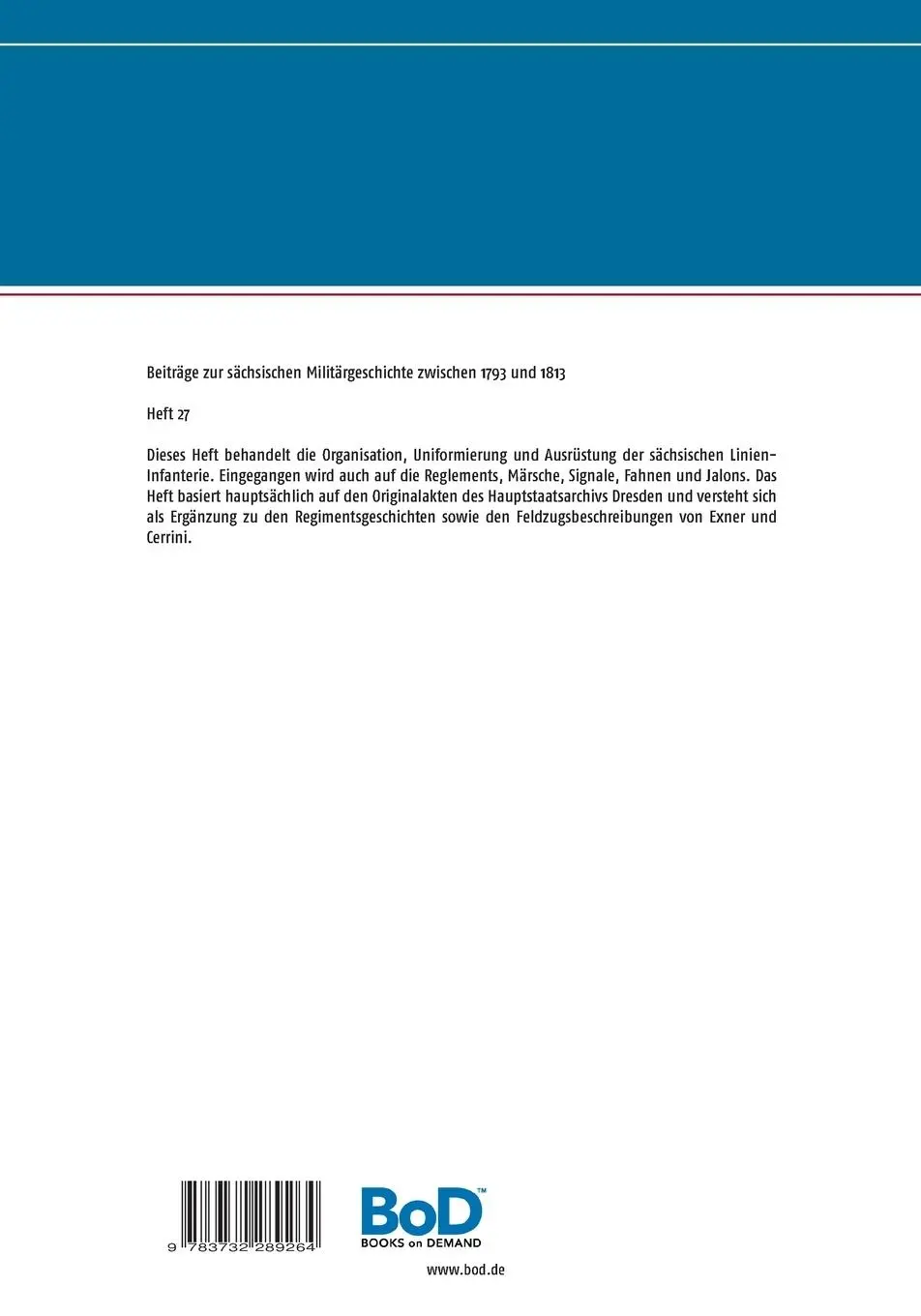 Rückseite: 9783732289264 | Die königlich sächsische Infanterie (II) | Jörg Titze | Taschenbuch