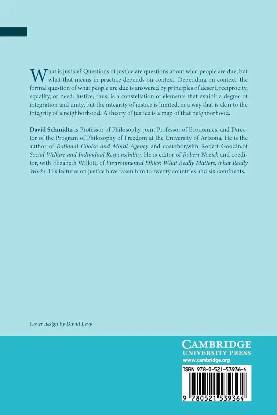 Rückseite: 9780521539364 | Elements of Justice | David Schmidtz | Taschenbuch | Englisch | 2010