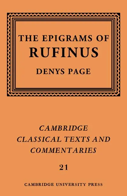 Cover: 9780521609364 | Rufinus | The Epigrams of Rufinus | Denys Page (u. a.) | Taschenbuch