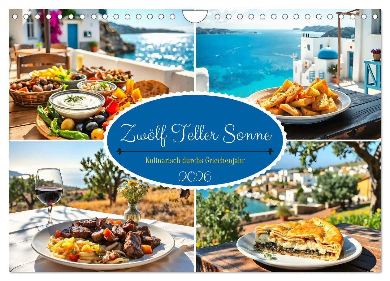 Cover: 9783457989364 | Zwölf Teller Sonne - Kulinarisch durchs Griechenjahr (Wandkalender...