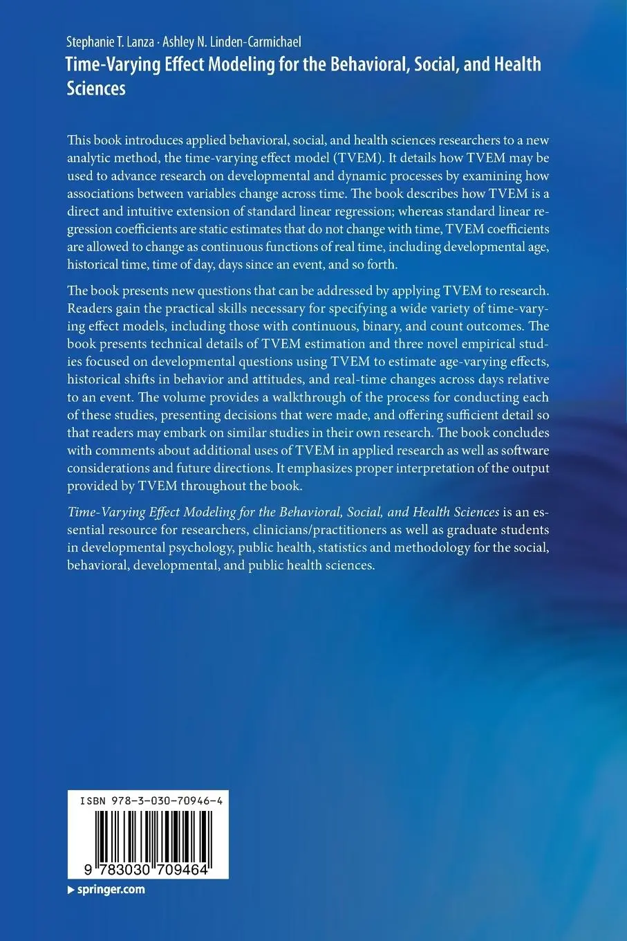 Rückseite: 9783030709464 | Time-Varying Effect Modeling for the Behavioral, Social, and Health...
