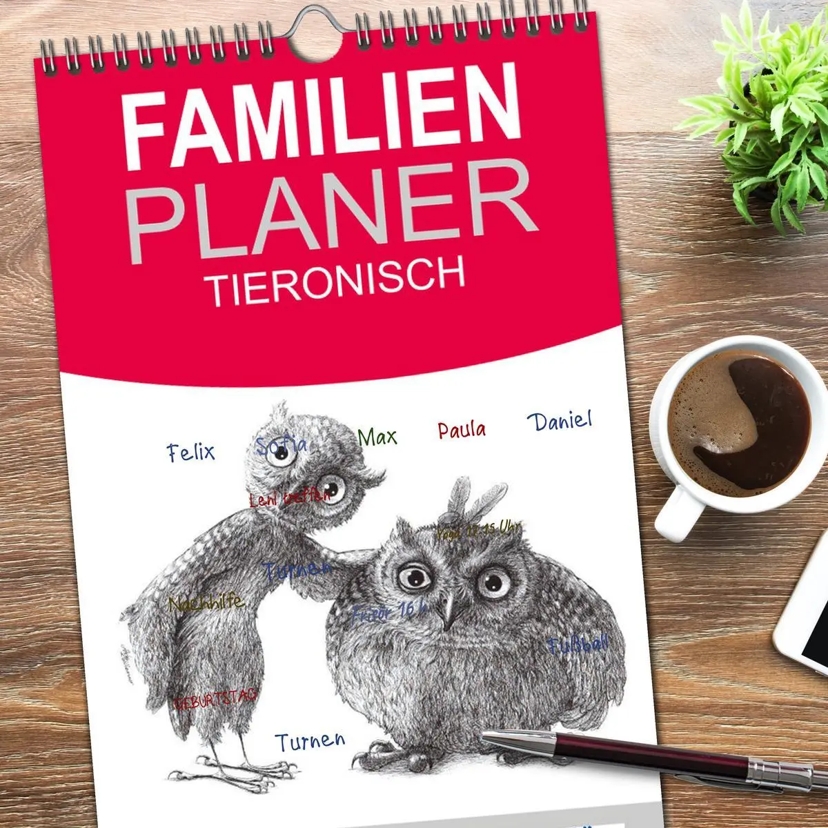 Bild: 9783457119464 | Familienplaner 2025 - TIERONISCH mit 5 Spalten (Wandkalender, 21 x...