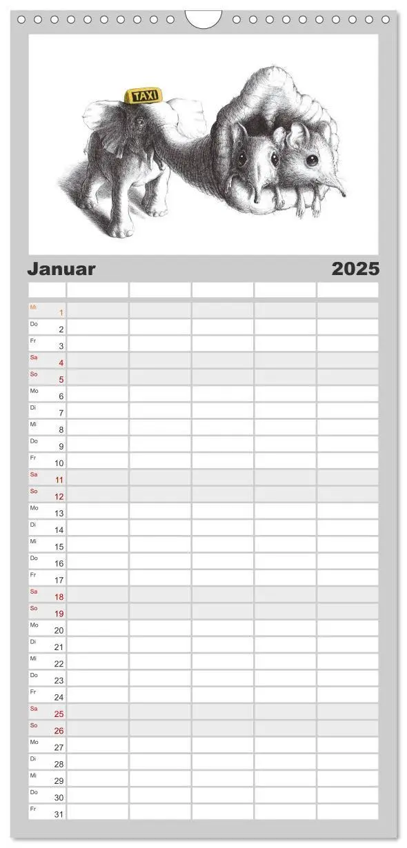 Bild: 9783457119464 | Familienplaner 2025 - TIERONISCH mit 5 Spalten (Wandkalender, 21 x...
