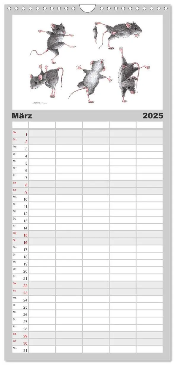 Bild: 9783457119464 | Familienplaner 2025 - TIERONISCH mit 5 Spalten (Wandkalender, 21 x...