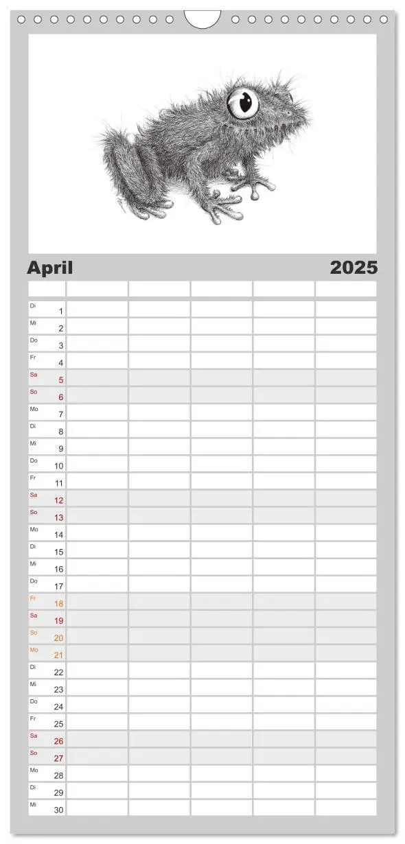 Bild: 9783457119464 | Familienplaner 2025 - TIERONISCH mit 5 Spalten (Wandkalender, 21 x...