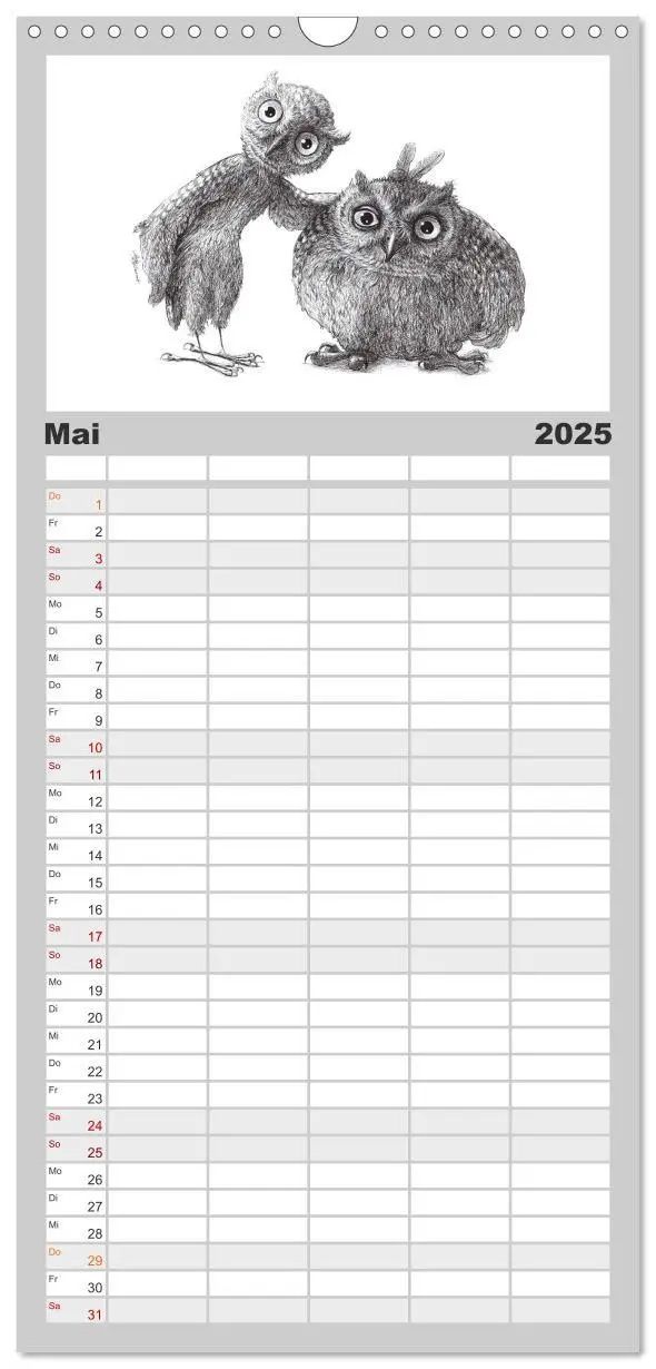 Bild: 9783457119464 | Familienplaner 2025 - TIERONISCH mit 5 Spalten (Wandkalender, 21 x...
