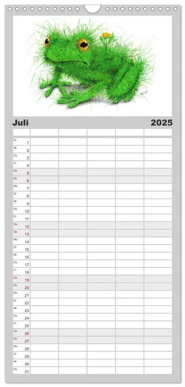 Bild: 9783457119464 | Familienplaner 2025 - TIERONISCH mit 5 Spalten (Wandkalender, 21 x...