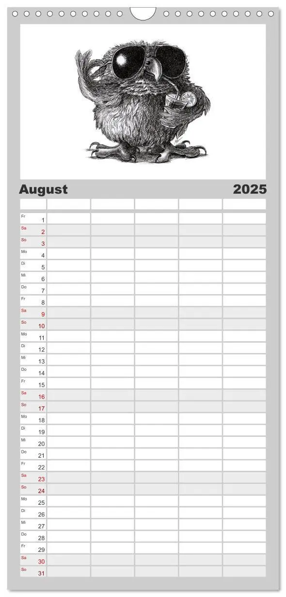 Bild: 9783457119464 | Familienplaner 2025 - TIERONISCH mit 5 Spalten (Wandkalender, 21 x...