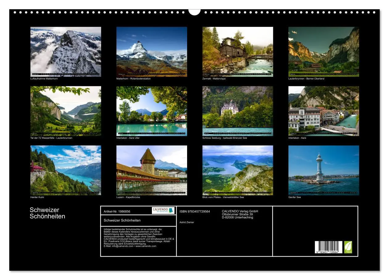Bild: 9783457729564 | Schweizer Schönheiten (Wandkalender 2026 DIN A2 quer), CALVENDO...