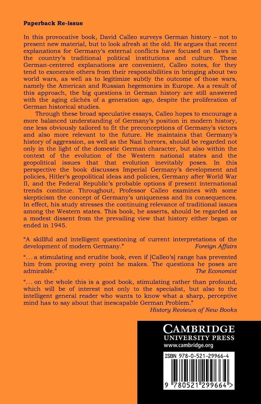 Rückseite: 9780521299664 | The German Problem Reconsidered | David P. Calleo | Taschenbuch | 2008