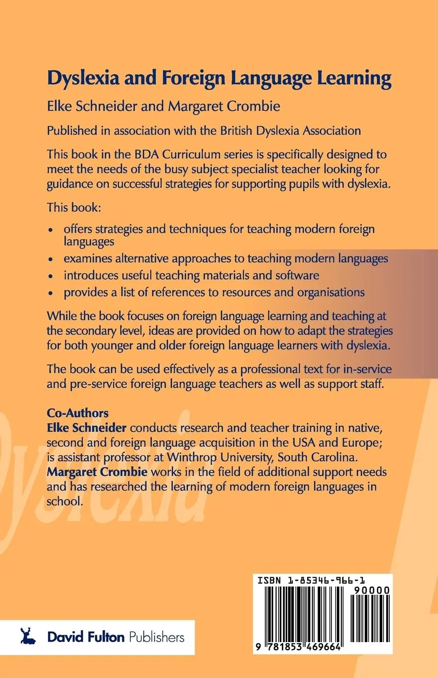 Rückseite: 9781853469664 | Dyslexia and Foreign Language Learning | Elke Schneider (u. a.) | Buch