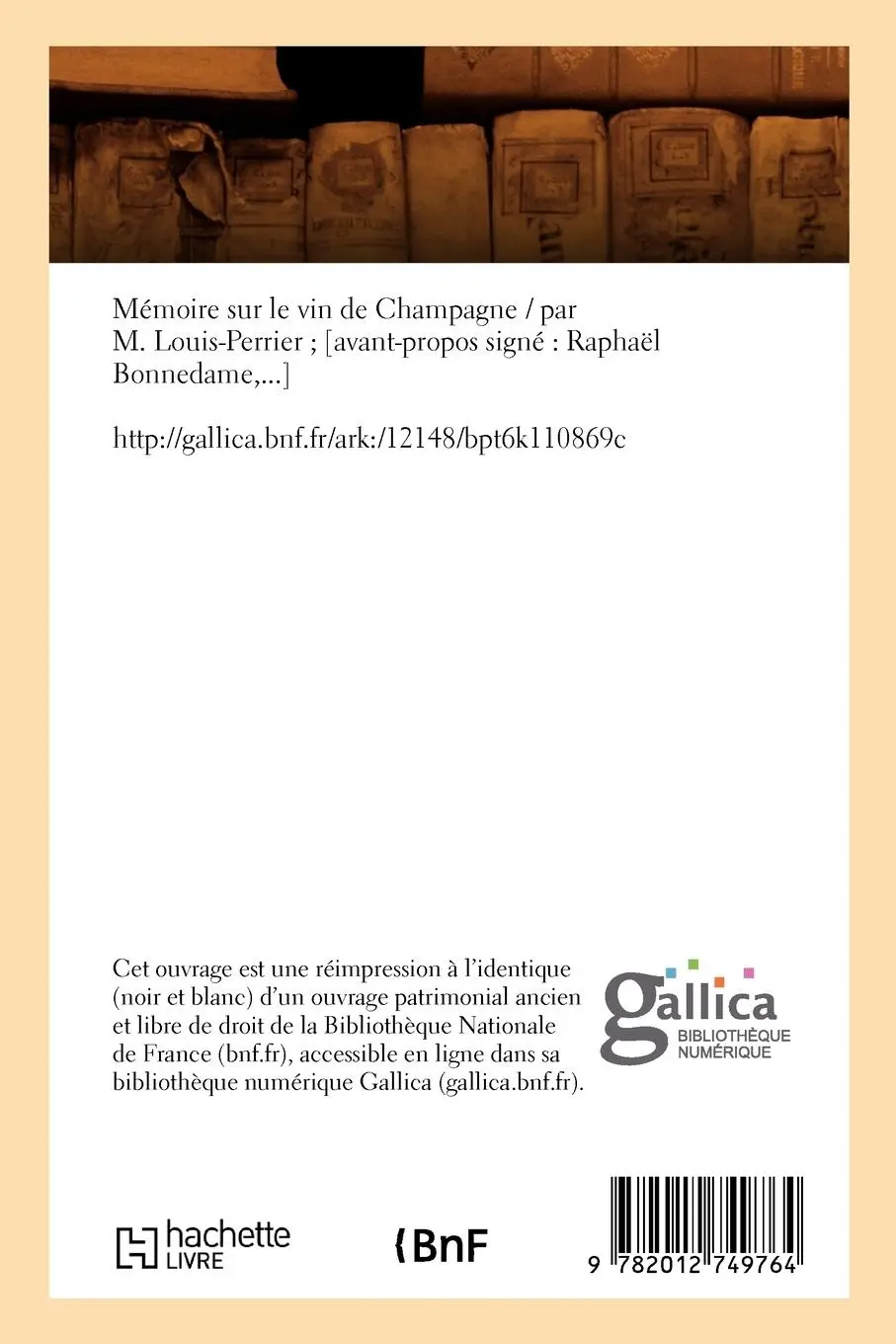 Rückseite: 9782012749764 | Mémoire Sur Le Vin de Champagne (Éd.1886) | Louis-Perrier | Buch