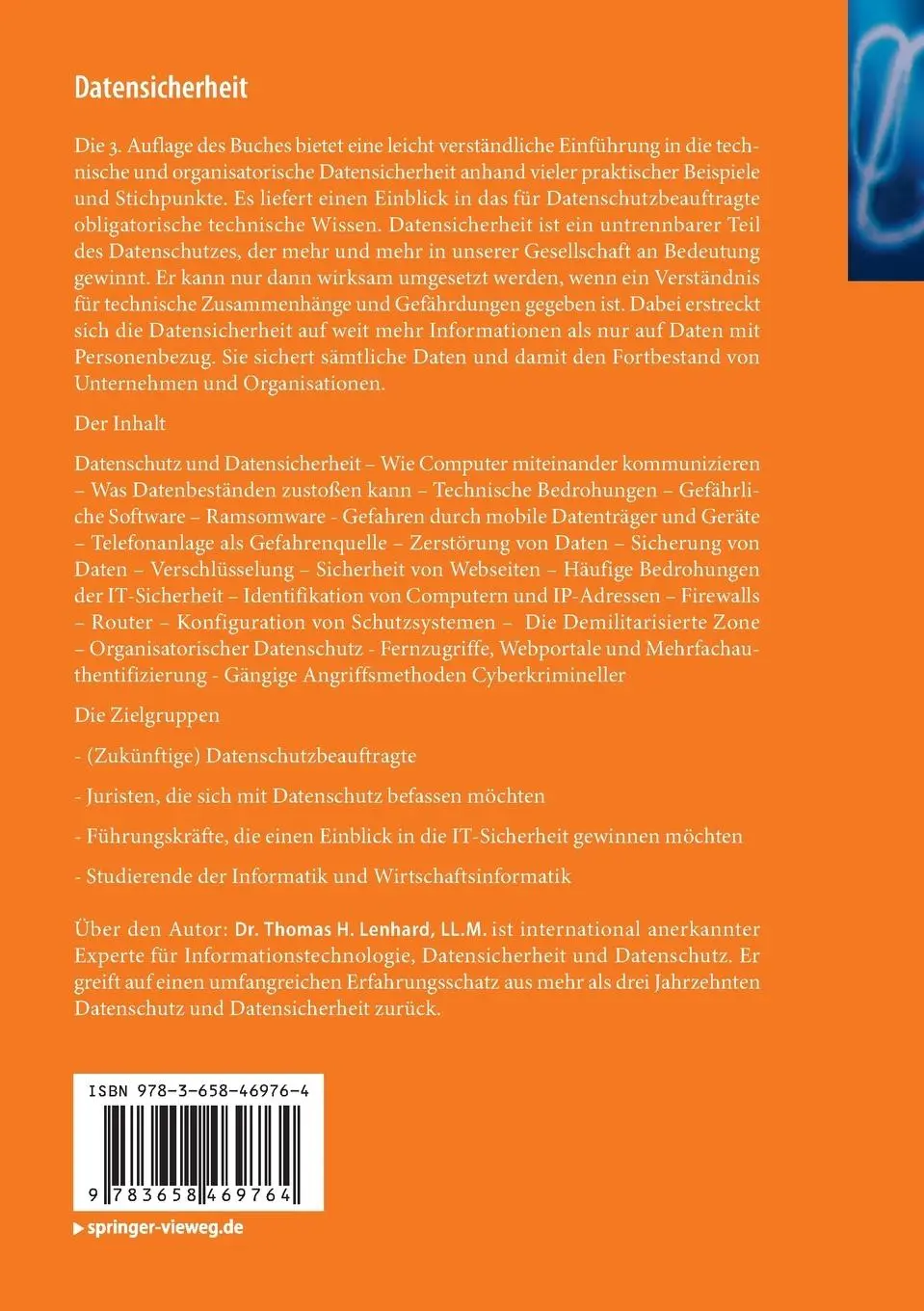 Rückseite: 9783658469764 | Datensicherheit | Thomas H. Lenhard | Taschenbuch | xi | Deutsch