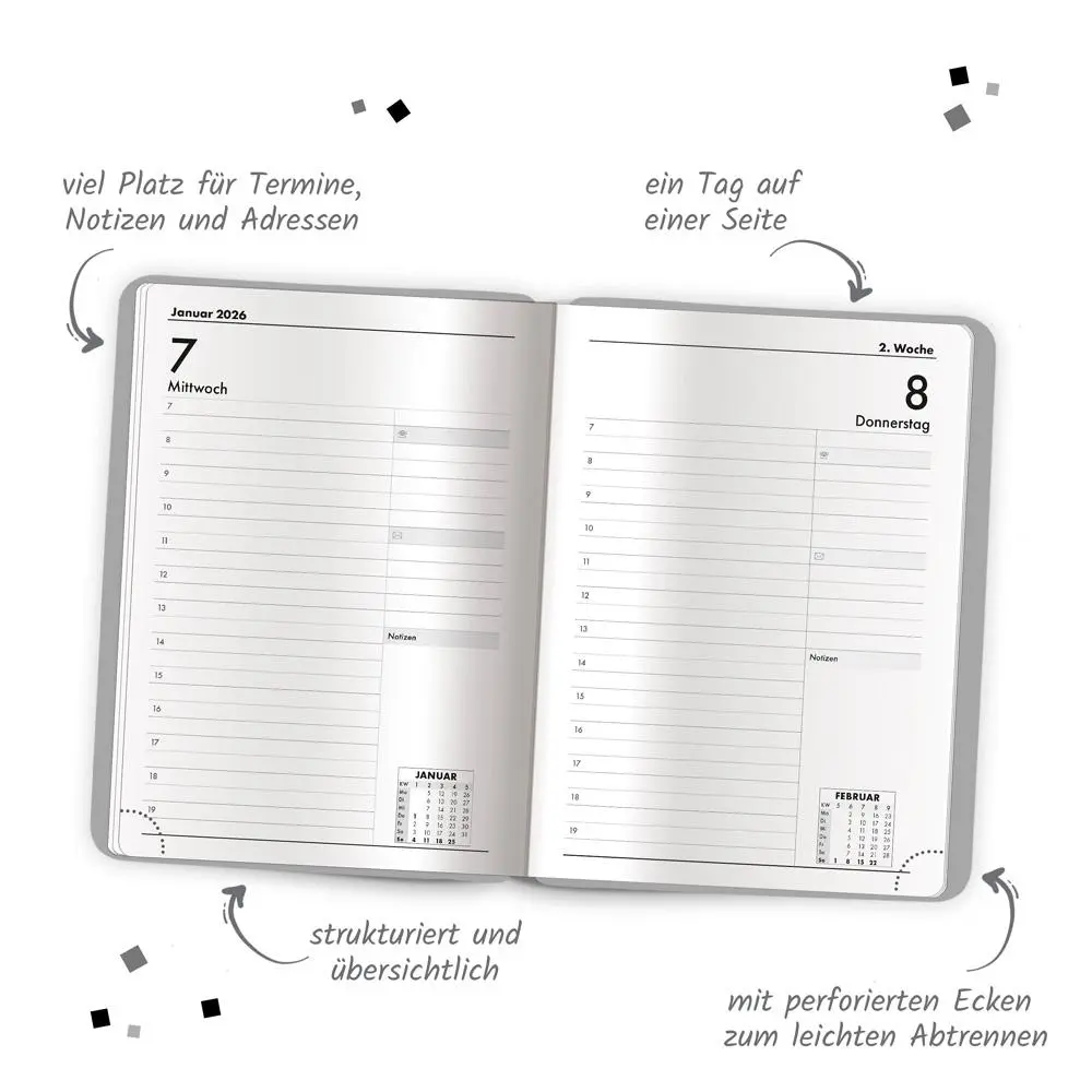 Bild: 4251901509864 | Trötsch Buchkalender A5 Grau 2026 | Tagesplaner | KG | Kalender | 2026