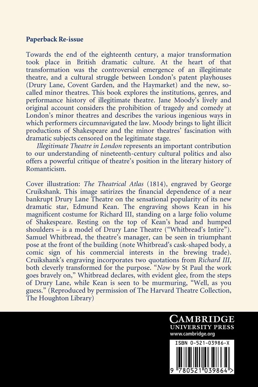 Rückseite: 9780521039864 | Illegitimate Theatre in London, 1770 1840 | Jane Moody | Taschenbuch