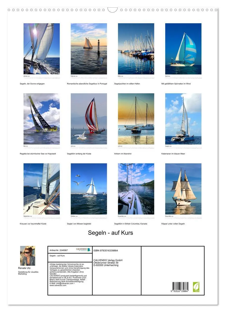 Bild: 9783516339864 | Segeln - auf Kurs (Wandkalender 2026 DIN A2 hoch), CALVENDO...