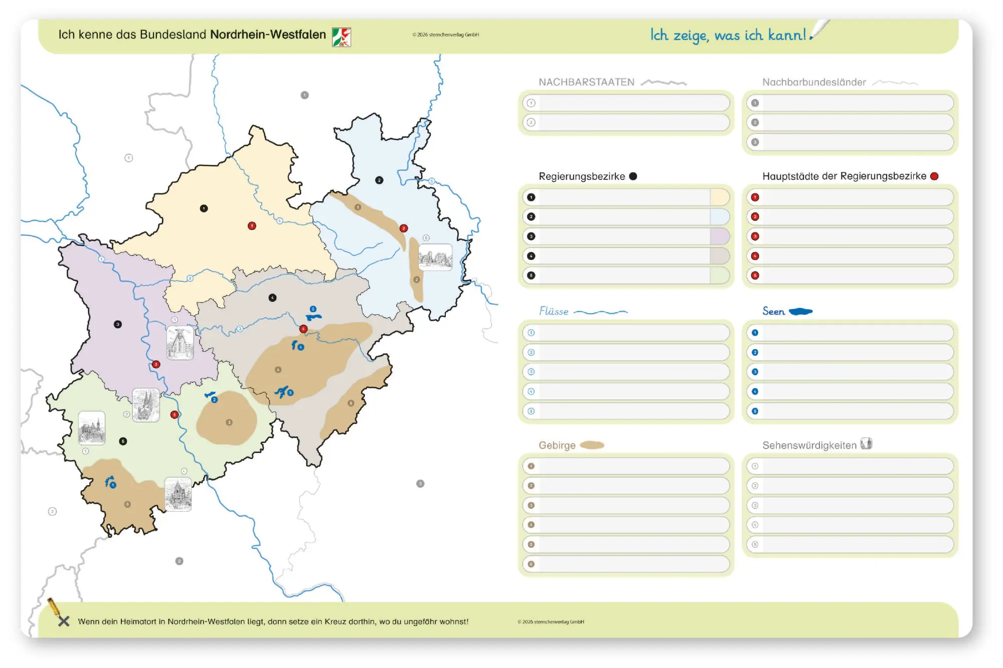Bild: 9783910429864 | Ich kenne das Bundesland Nordrhein-Westfalen- Lerntafel mit Stift