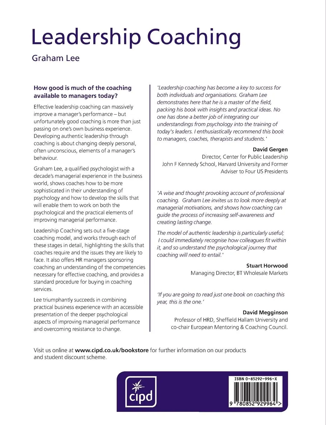 Rückseite: 9780852929964 | Leadership Coaching | Graham Lee | Taschenbuch | Englisch | 2003