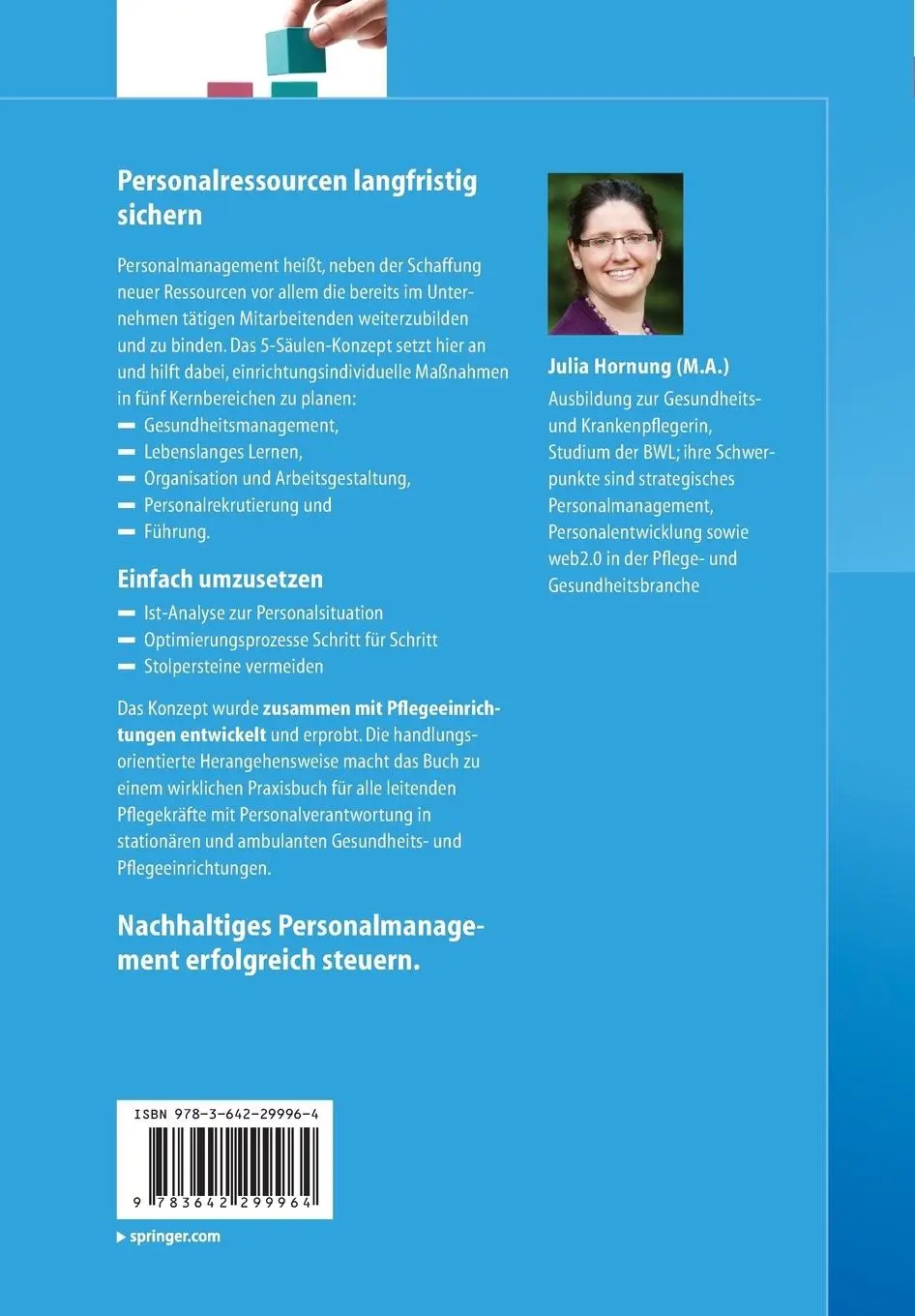 Rückseite: 9783642299964 | Nachhaltiges Personalmanagement in der Pflege - Das 5-Säulen Konzept