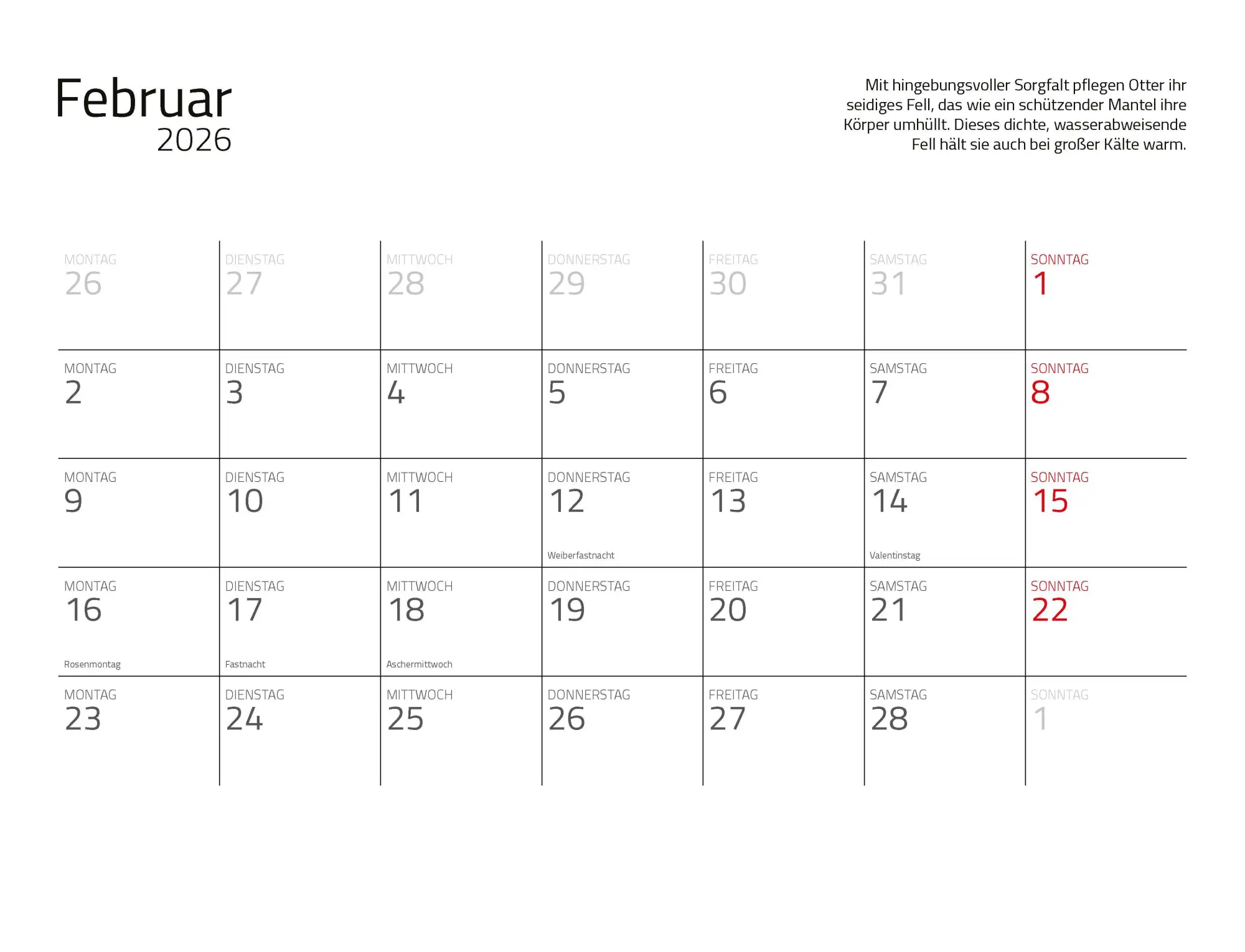 Bild: 9783966649964 | Otter Kalender 2026 Wandkalender Eintragkalender | Kalender | 14 S. Bild: 9783966649964 | Otter Kalender 2026 Wandkalender Eintragkalender | Kalender | 14 S.