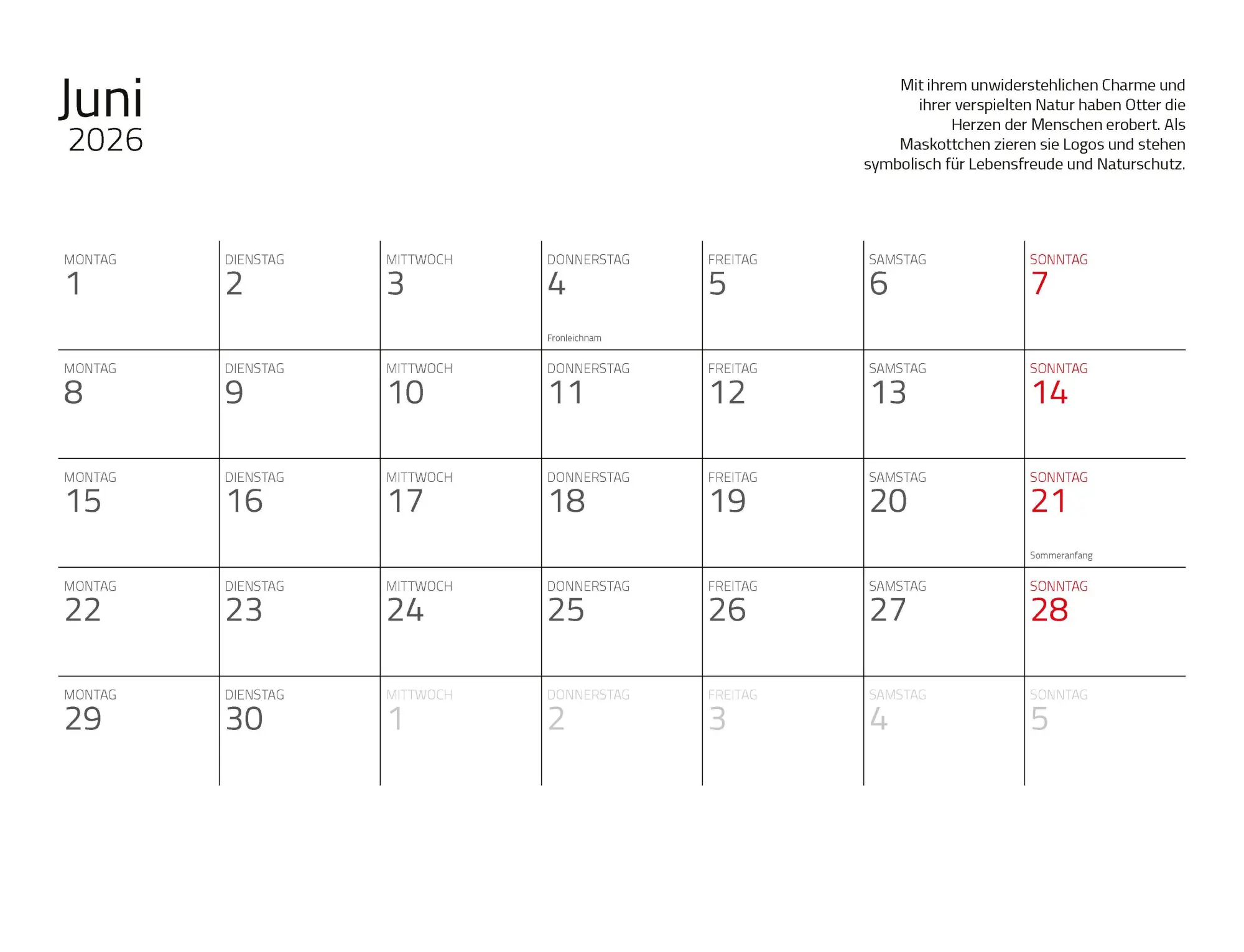 Bild: 9783966649964 | Otter Kalender 2026 Wandkalender Eintragkalender | Kalender | 14 S. Bild: 9783966649964 | Otter Kalender 2026 Wandkalender Eintragkalender | Kalender | 14 S.